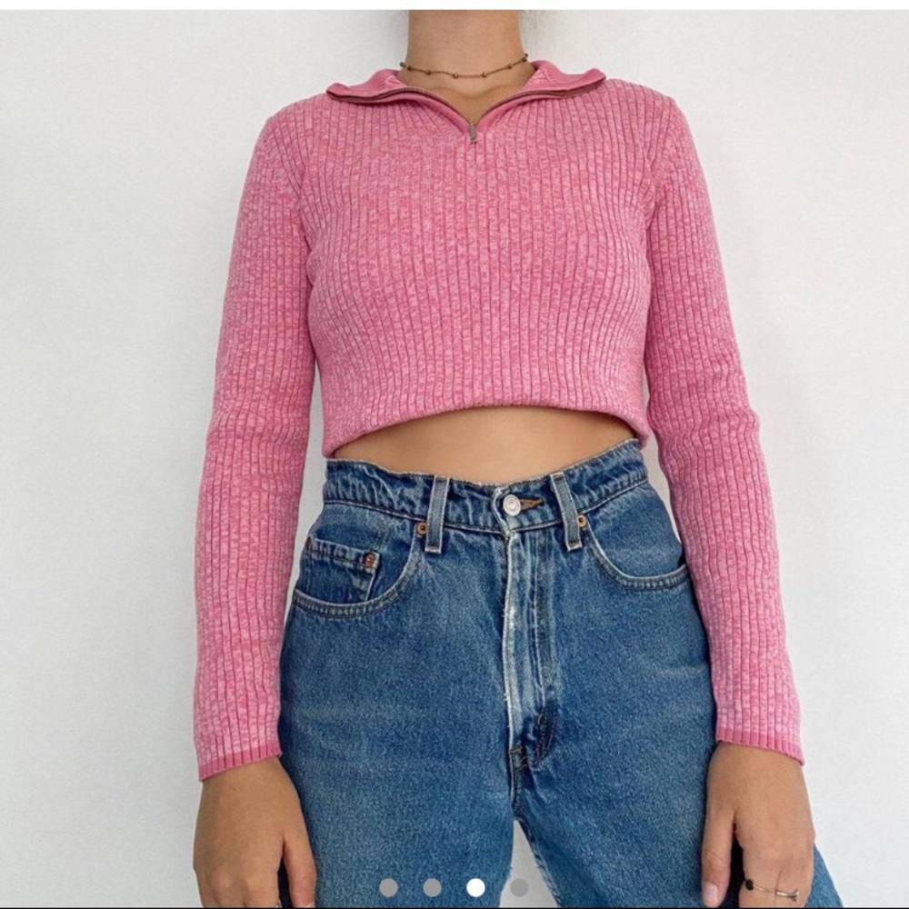 Y2K Pink Ribbed Sweater - Picture 2 of 4